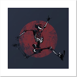 Grunge Jumping Skeleton 'Not Dead Yet' Posters and Art